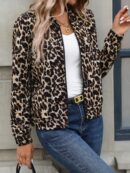 Chaqueta Tejida Jacquard Casual en Color Caqui