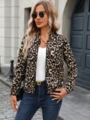 Chaqueta Tejida Jacquard Casual en Color Caqui