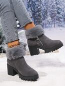 Botines Cortos Forrados Térmicos con Tacón Alto