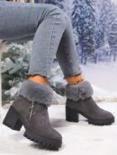 Botines Cortos Forrados Térmicos con Tacón Alto