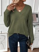 Sudadera Casual de Cuello V con Manga Larga y Hombros Caídos