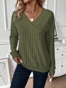 Sudadera Casual de Cuello V con Manga Larga y Hombros Caídos