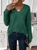 Sudadera Casual de Cuello V con Manga Larga y Hombros Caídos