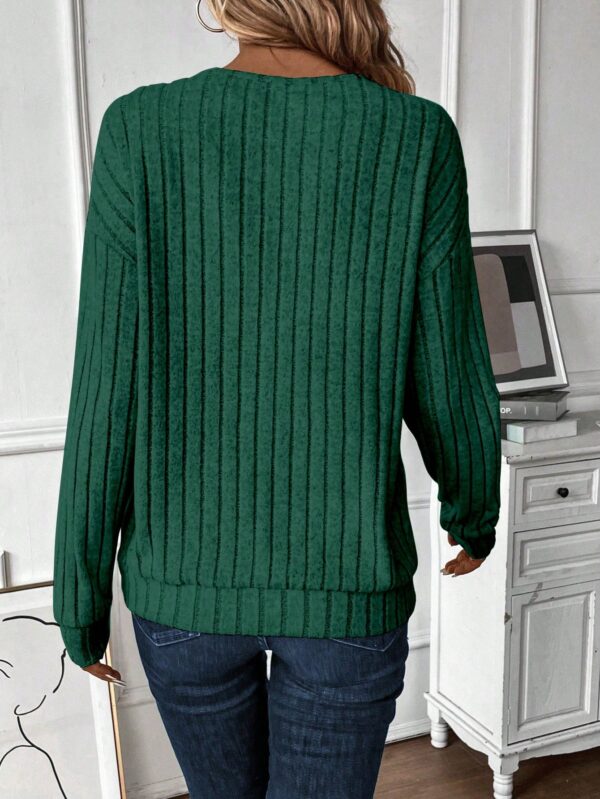 Sudadera Casual de Cuello V con Manga Larga y Hombros Caídos - Image 13