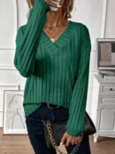 Sudadera Casual de Cuello V con Manga Larga y Hombros Caídos