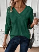 Sudadera Casual de Cuello V con Manga Larga y Hombros Caídos