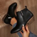Botas de Tobillo para Mujer con Tacón Cuadrado y Cierre Lateral