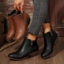 Botas de Tobillo para Mujer con Tacón Cuadrado y Cierre Lateral
