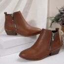 Botas de Tobillo para Mujer con Tacón Cuadrado y Cierre Lateral