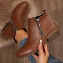 Botas de Tobillo para Mujer con Tacón Cuadrado y Cierre Lateral
