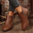 Botas de Tobillo para Mujer con Tacón Cuadrado y Cierre Lateral