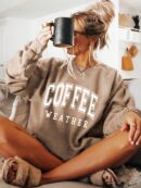 Buzo Casual de Mujer con Estampado de Letras y Cuello Redondo