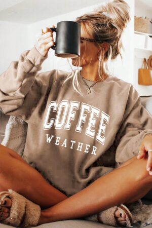 Buzo Casual de Mujer con Estampado de Letras y Cuello Redondo