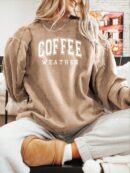 Buzo Casual de Mujer con Estampado de Letras y Cuello Redondo