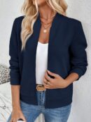 Chaqueta Tejida Jacquard Casual en Color Caqui