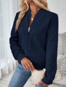 Chaqueta Tejida Jacquard Casual en Color Caqui