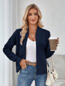 Chaqueta Tejida Jacquard Casual en Color Caqui