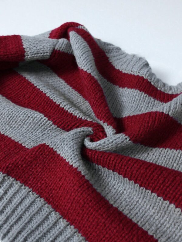 Cardigan Largo con Hombros Caídos y Diseño Colorblock - Image 110