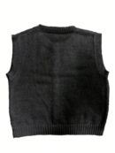 Top Casual Tejido en Punto con Botones y Cuello Redondo