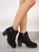 Botines de Tacón Grueso y Cordones Estilo Británico