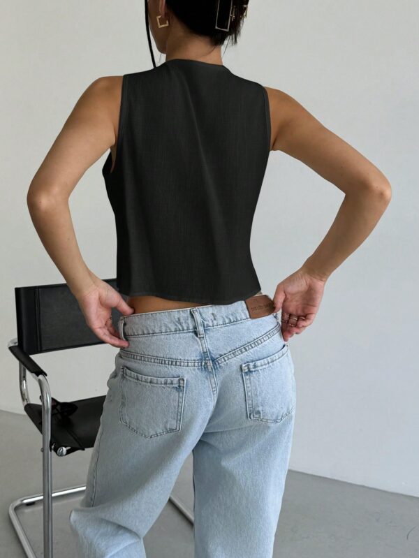 Blusa de Lino Sin Mangas con Lazo Frontal - Image 2