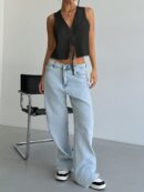 Blusa de Lino Sin Mangas con Lazo Frontal