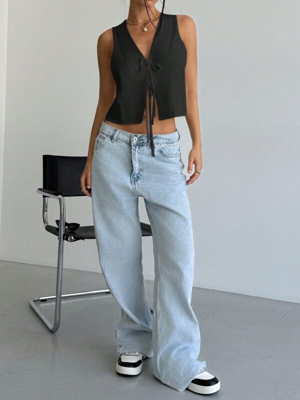 Blusa de Lino Sin Mangas con Lazo Frontal - Image 5