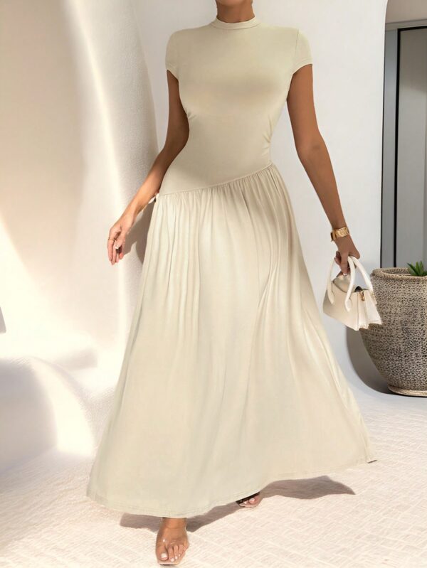 Vestido Midi Asimétrico A-Line Elegante y Simple con Cuello Alto - Image 9