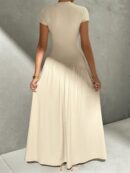 Vestido Midi Asimétrico A-Line Elegante y Simple con Cuello Alto