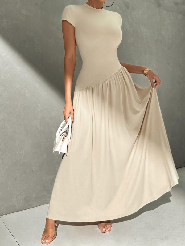 Vestido Midi Asimétrico A-Line Elegante y Simple con Cuello Alto - Image 11