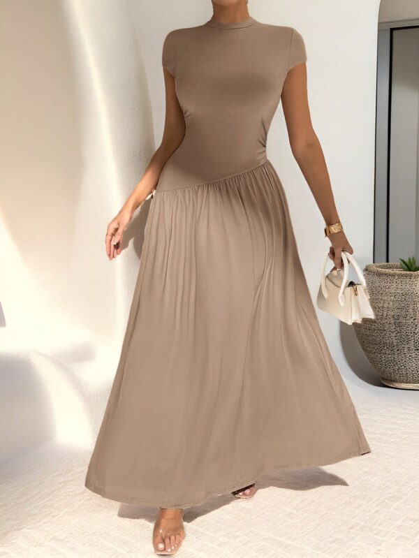 Vestido Midi Asimétrico A-Line Elegante y Simple con Cuello Alto - Image 27