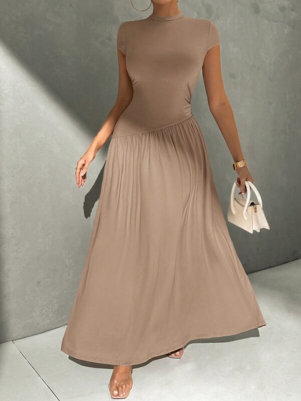 Vestido Midi Asimétrico A-Line Elegante y Simple con Cuello Alto - Image 33