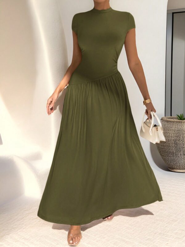 Vestido Midi Asimétrico A-Line Elegante y Simple con Cuello Alto - Image 18