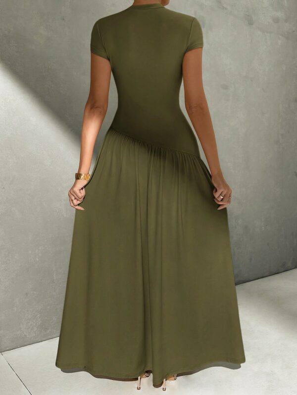 Vestido Midi Asimétrico A-Line Elegante y Simple con Cuello Alto - Image 19