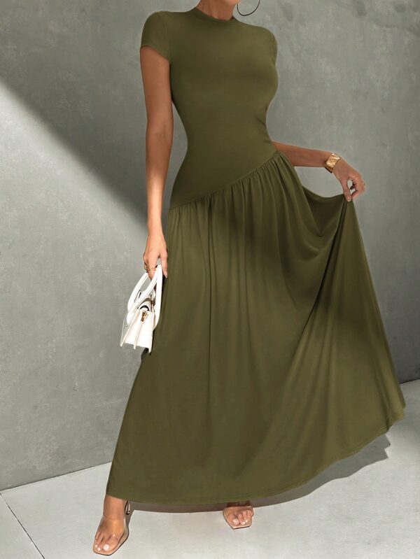 Vestido Midi Asimétrico A-Line Elegante y Simple con Cuello Alto - Image 20