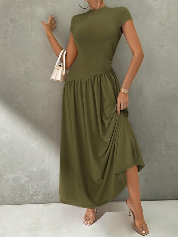 Vestido Midi Asimétrico A-Line Elegante y Simple con Cuello Alto - Image 22