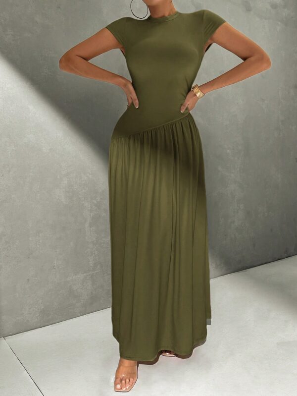 Vestido Midi Asimétrico A-Line Elegante y Simple con Cuello Alto - Image 23