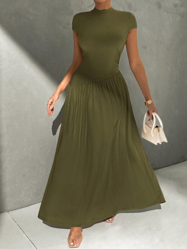 Vestido Midi Asimétrico A-Line Elegante y Simple con Cuello Alto - Image 24