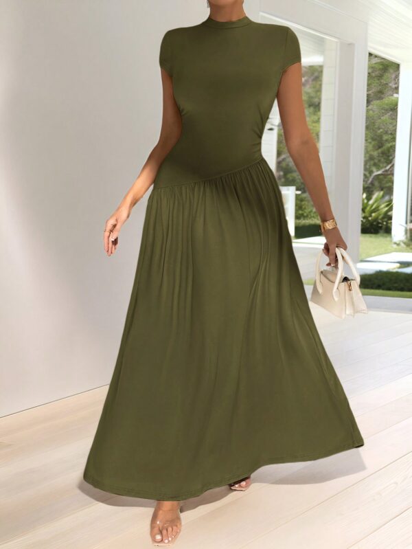 Vestido Midi Asimétrico A-Line Elegante y Simple con Cuello Alto - Image 26