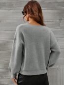 Sweater V-Neck con Hombros Caídos Estilo Francés