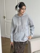 Buzo Oversize con Capucha y Estampado Geométrico & de Leopardo