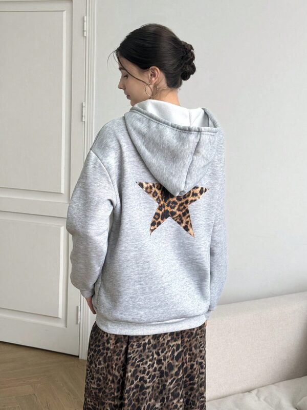 Buzo Oversize con Capucha y Estampado Geométrico & de Leopardo - Image 10