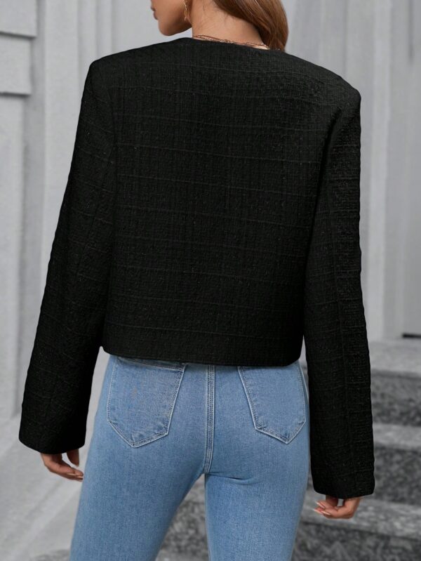 Abrigo de Tweed Abierto con Diseño Escocés y Bolsillo Solapa - Image 25