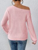 Sweater de Cuello Asimétrico en Punto Cafí Solido