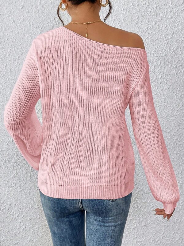 Sweater de Cuello Asimétrico en Punto Cafí Solido - Image 20