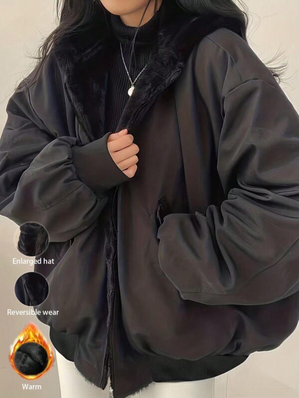 Campera Reversible con Capucha para Mujer, Gruesa para Otoño/Invierno