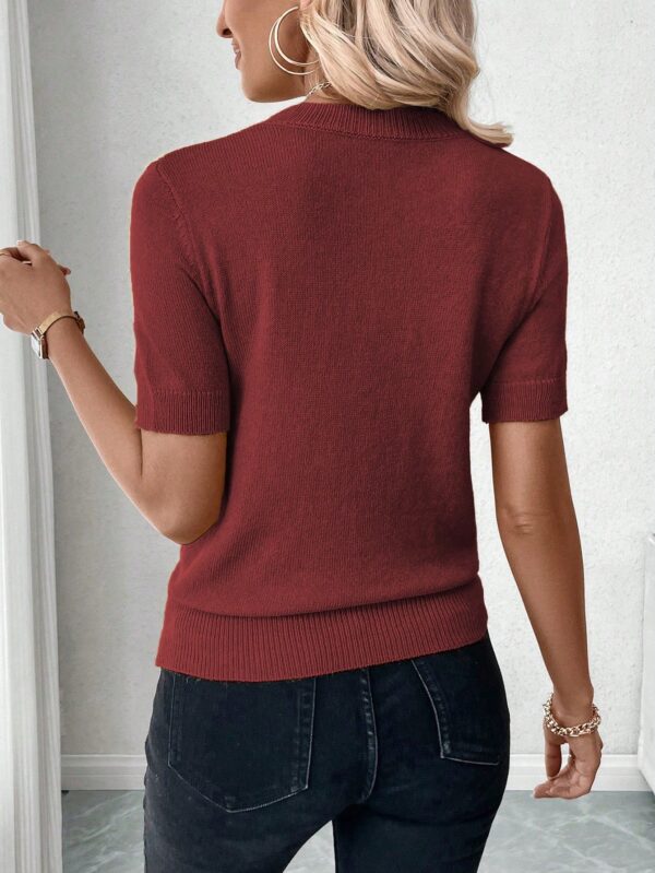 Sweater de Punto en Color Sólido con Manga Corta - Image 46