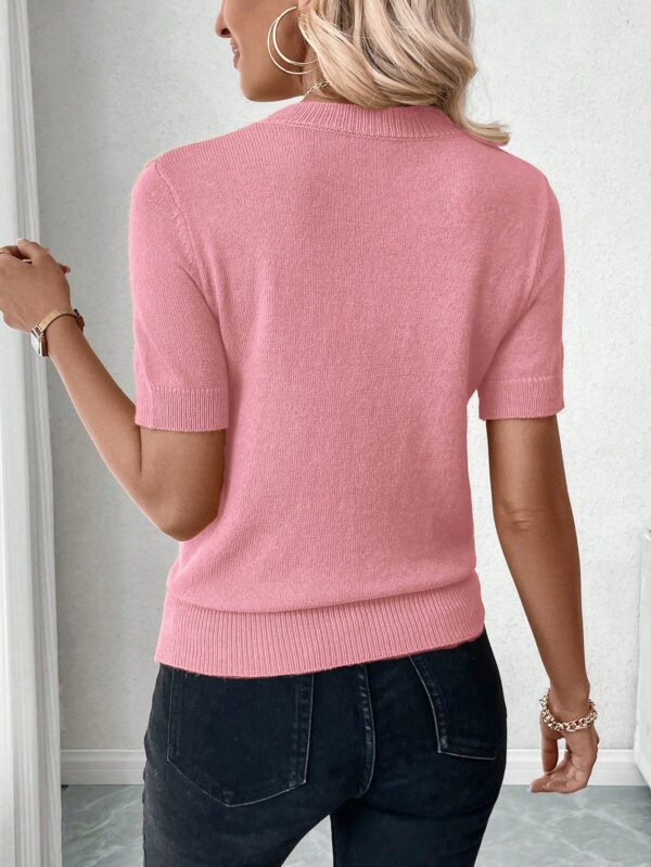 Sweater de Punto en Color Sólido con Manga Corta - Image 39