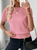 Sweater de Punto en Color Sólido con Manga Corta