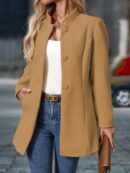 Chaqueta Midi Casual de Cuello Alto para Mujer